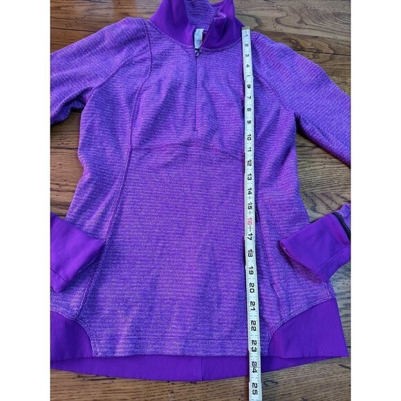 LULULEMON  RUNDERFUL HALF ZIP PULLOVER SZ 6 TENDER VIOLET MINI CHECK PIQUE Z13 - Picture 4 of 8